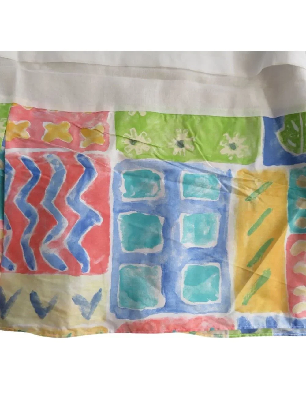 Vintage 70s Twin Bed Skirt Multicolor Abstract Pattern 14